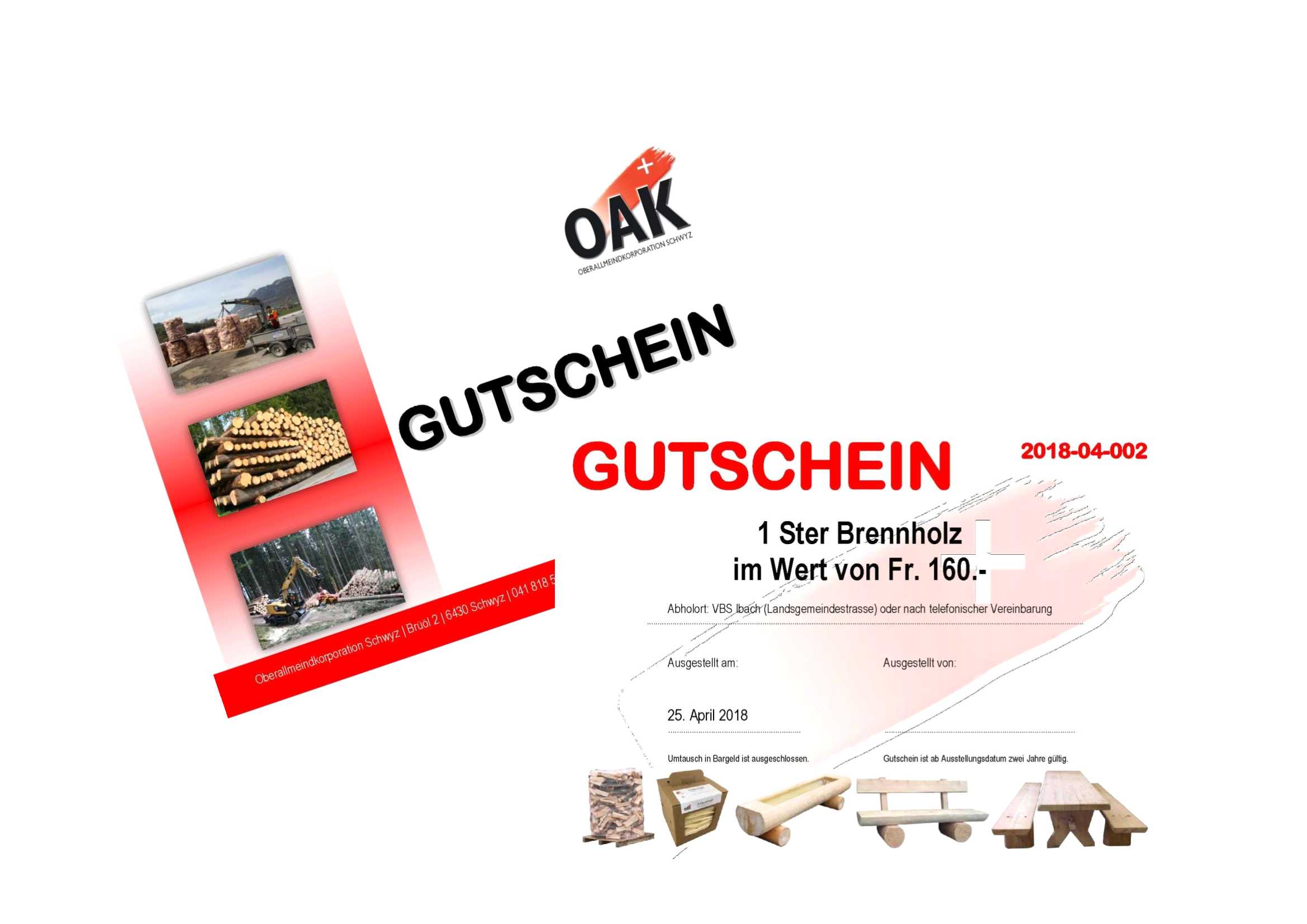 OAK Gutschein für Brennholz und weitere Produkte